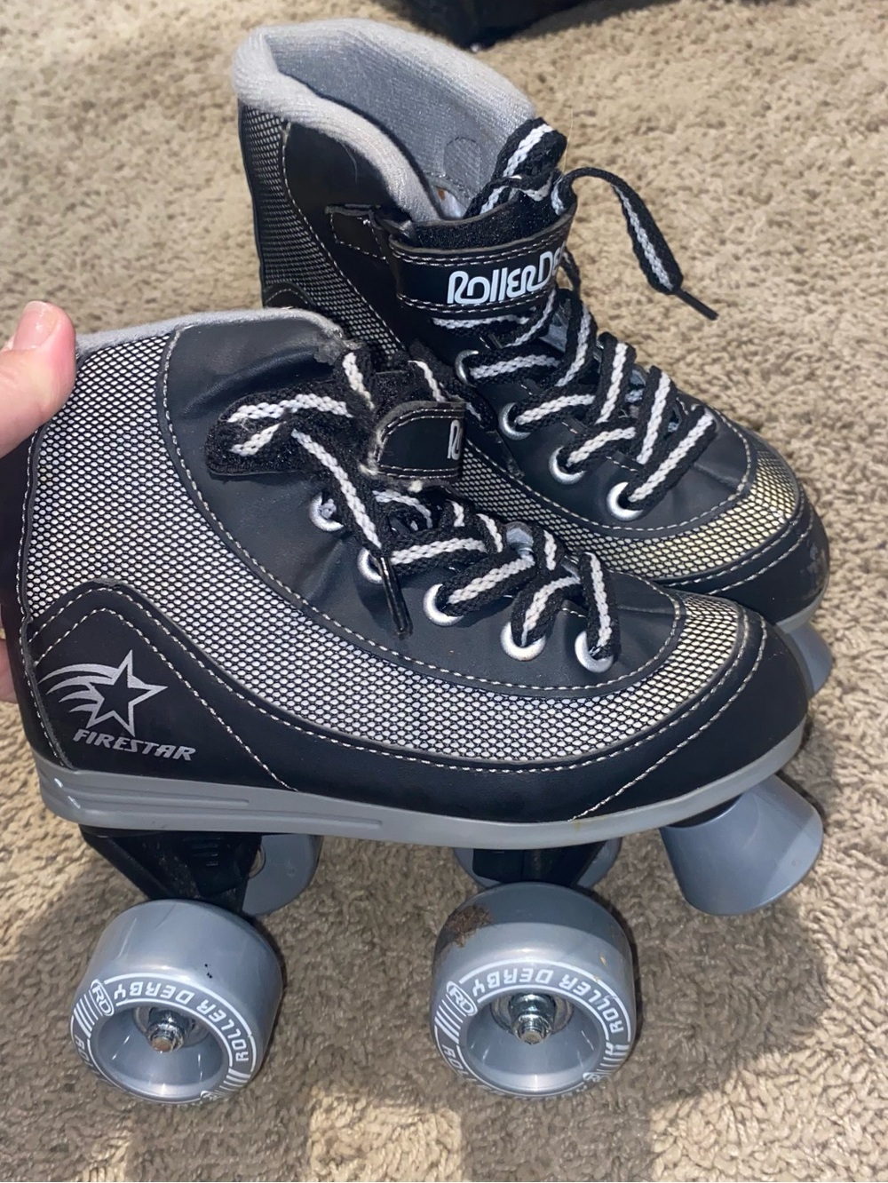 Kids Black & Gray Roller Skates with Silver Wheels